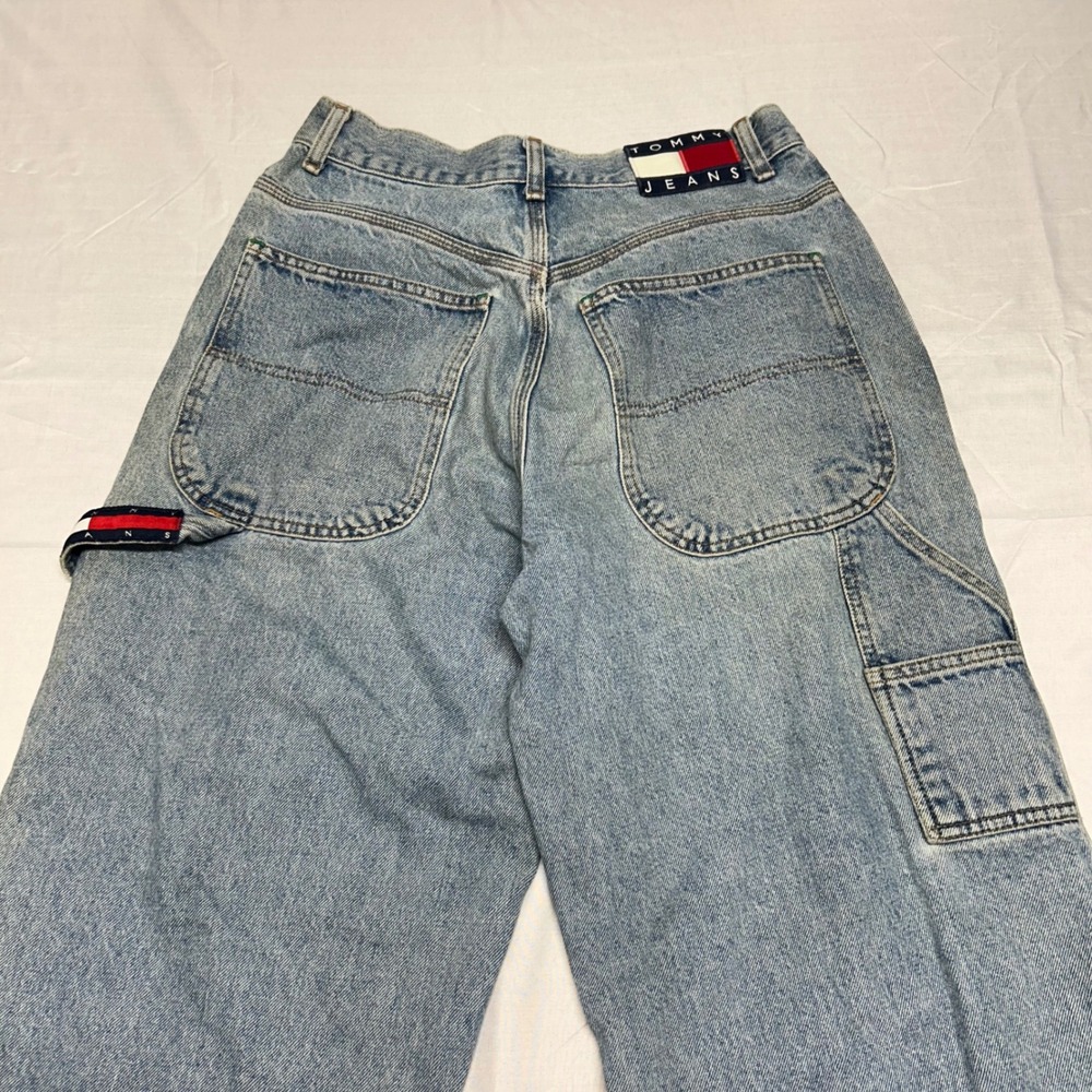 Vintage Tommy Hilfiger Carpenter Jeans Mens 29x34 Light Wash Baggy Denim Blue - Picture 9 of 10